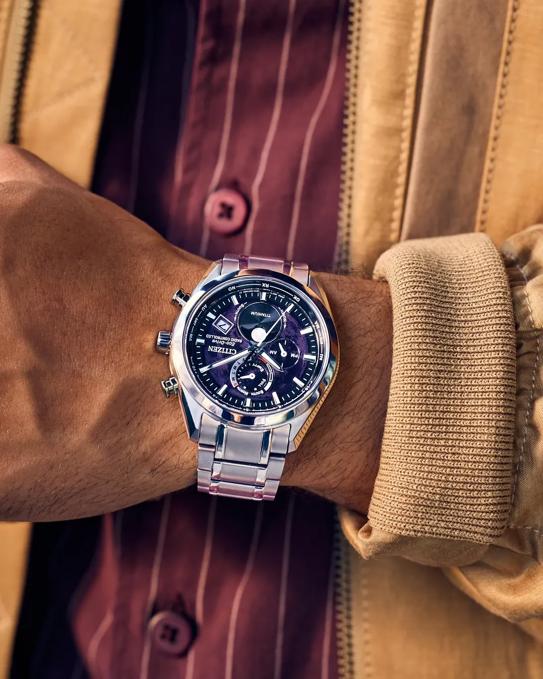 Tsuki-yomi A-T Purple Dial Super Titanium Bracelet BY1010-81Z